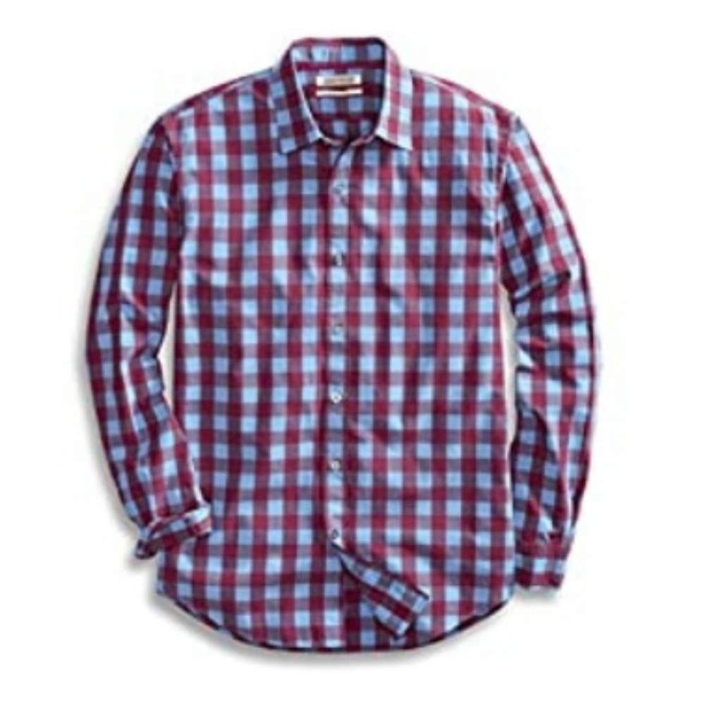 Goodthreads Men's Standard-Fit Long Sleeve Plaid Poplin, Navy/Pink